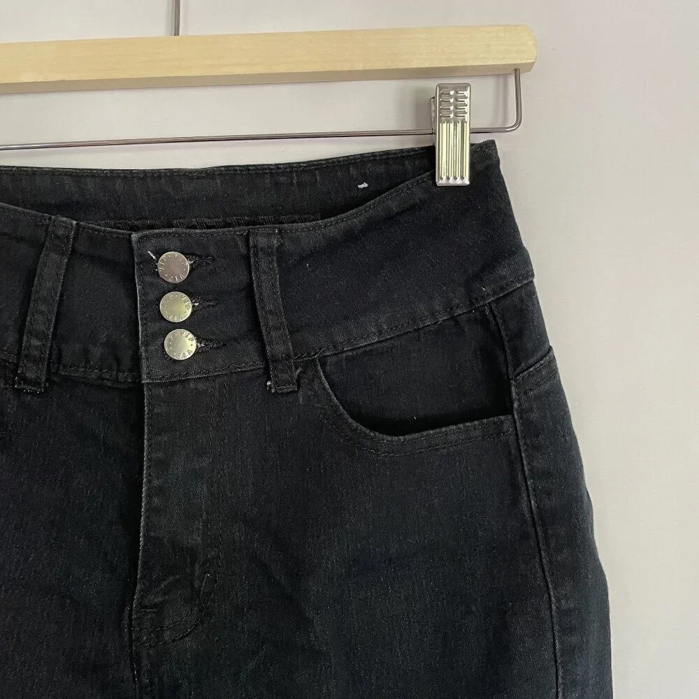 V.I.P. dark blue denim casual high rise summer shorts buttons pockets comfort